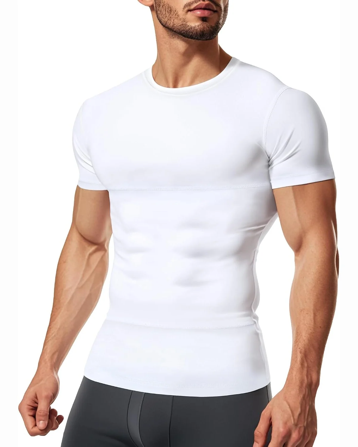 Short-Sleeve Shaping Tee, White, L
