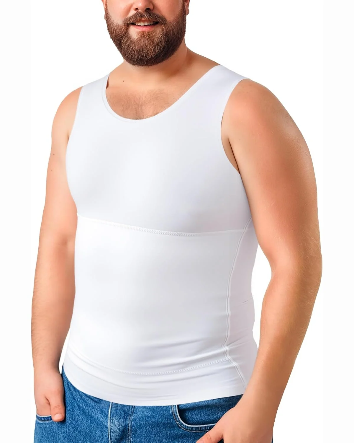 Wide-Strap Shaping Tank, White, M